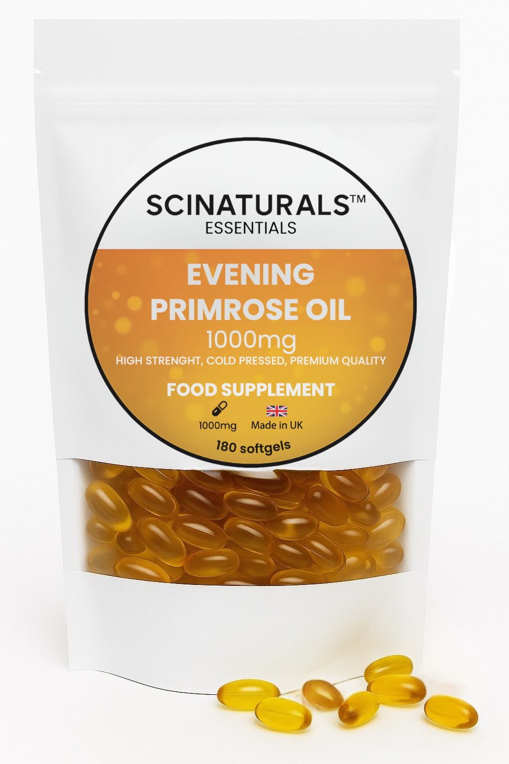 EVENING PRIMROSE OIL Capsules 1000mg, Omega 6 Cold Pressed, High Strength