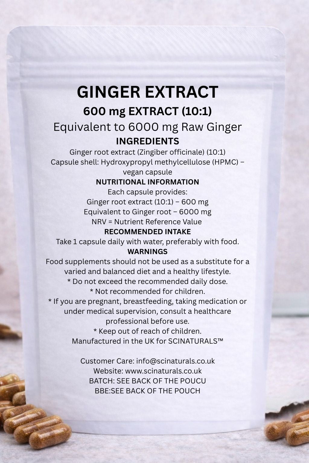 Ginger Extract Capsules 6000mg Equivalent (10:1) - High-strength