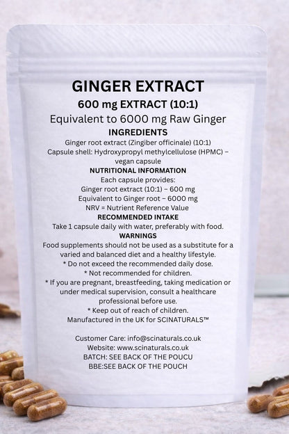 Ginger Extract Capsules 6000mg Equivalent (10:1) - High-strength