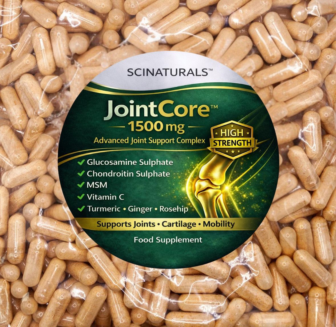 JointCore 1500 mg - Advanced Joint Support Complex with Glucosamine, Chondroitin MSM , Vitamin C, Turmeric Ginger & Rosehip