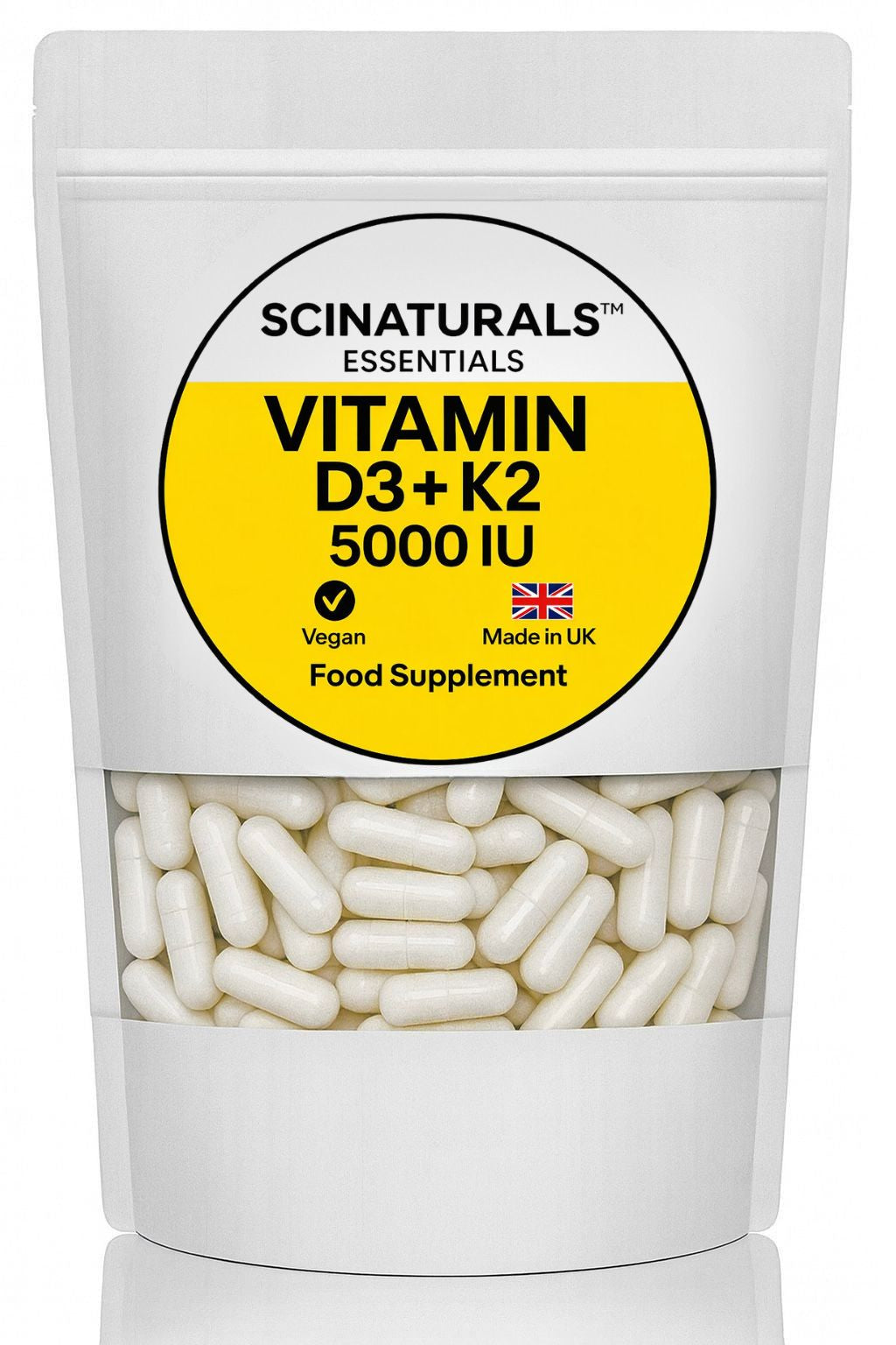 Vitamin D3 5000 IU + K2 MK-7 200µg Capsules | UK Made