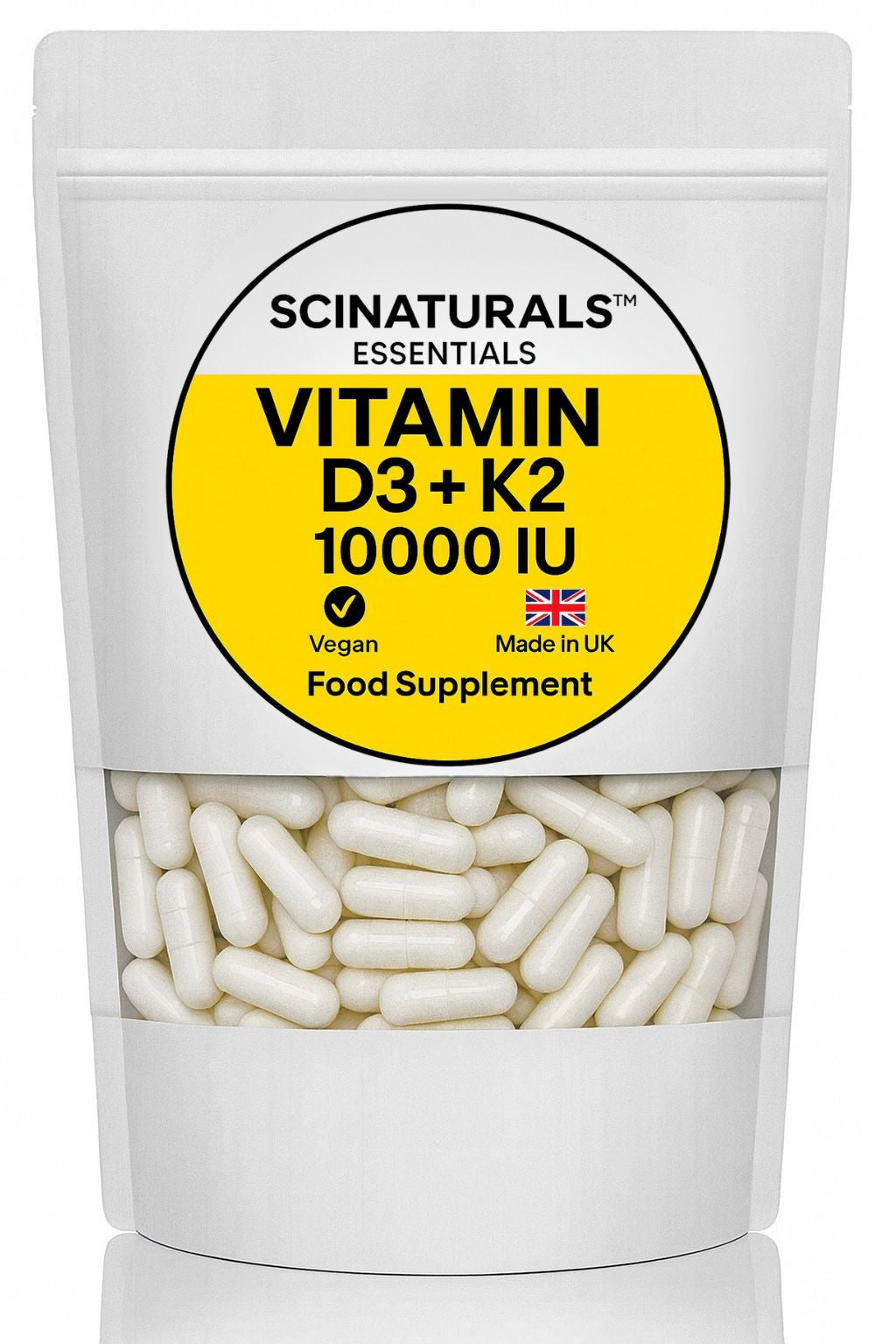 Vitamin D3 10,000 IU + K2 MK-7 200µg Capsules | High Strength | UK Made |