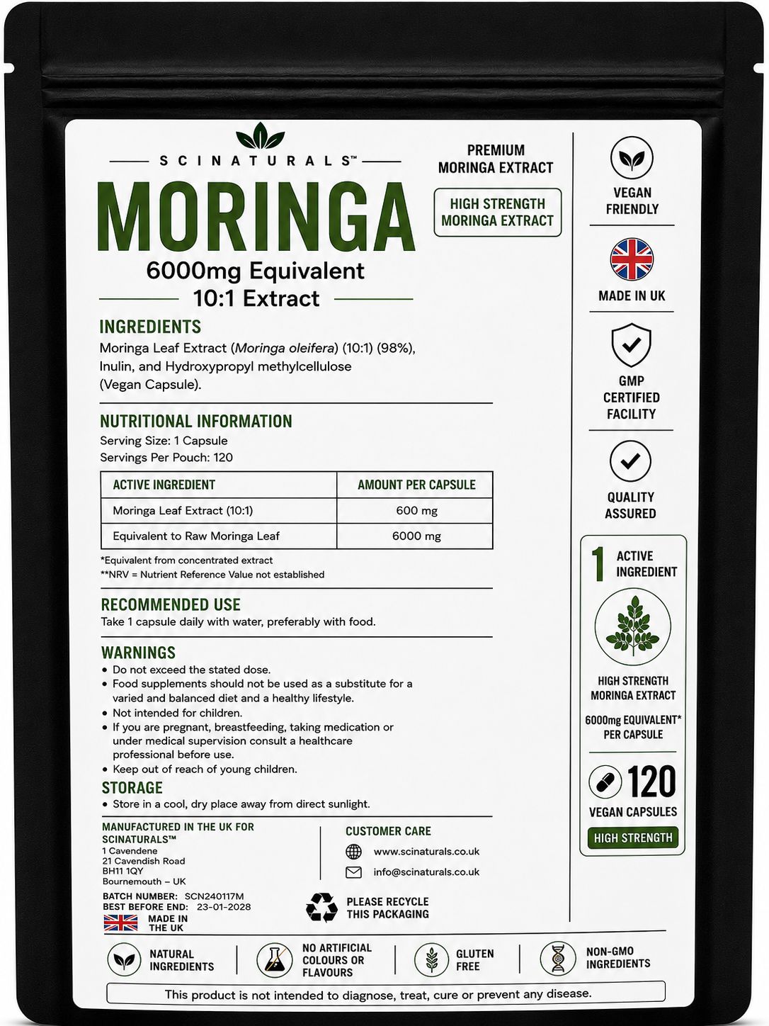 Moringa Capsules 6000 mg (10:1 extract)