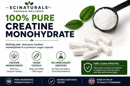 Creatine Monohydrate Capsules 3000 mg per serving - Strength, Performance & Muscle and Cognitive  Support