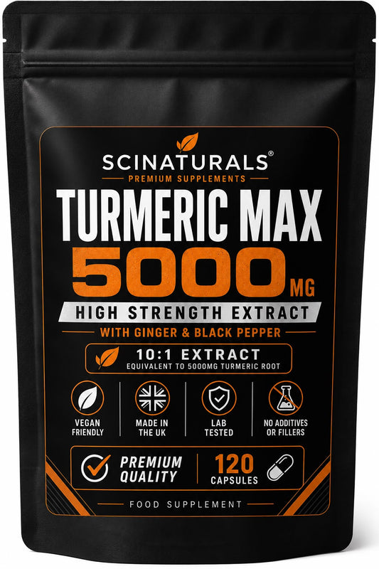 Turmeric Max 5000mg High Strength Extract with Ginger & Black pepper -Vegan Capsules
