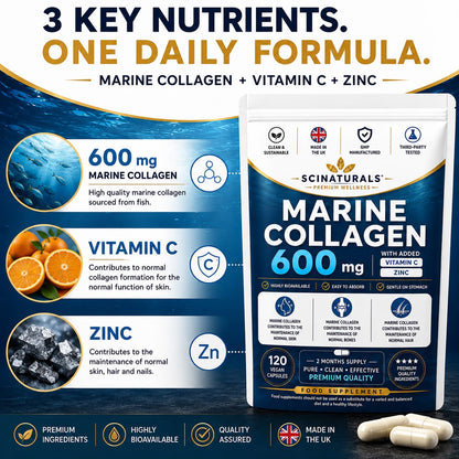 Hydrolysed Type 1 Marine Collagen 600mg with Vitamin C & Zinc