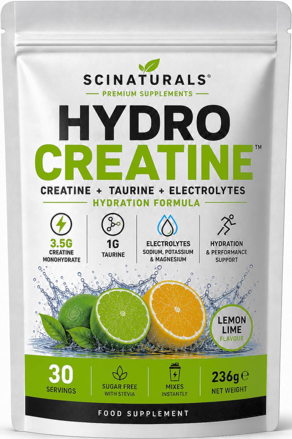 HydroCreatine – Creatine + Taurine + Electrolytes | Lemon Lime | 30 Servings