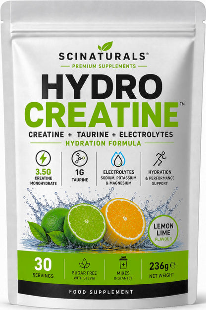 HydroCreatine – Creatine + Taurine + Electrolytes | Lemon Lime | 30 Servings