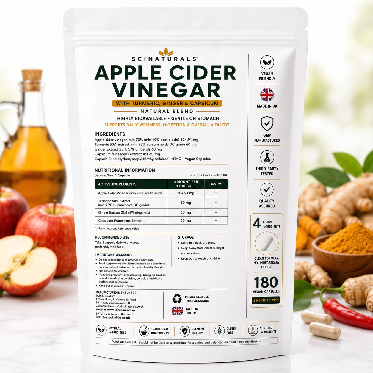 Apple Cider Vinegar  With Capsicum, Ginger & Turmeric