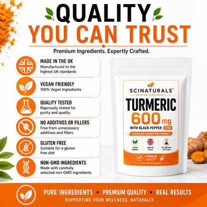 Turmeric 600mg Capsules with 5mg of Black Pepper