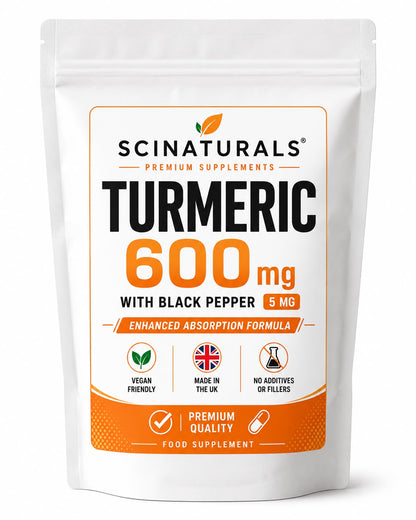 Turmeric 600mg Capsules with 5mg of Black Pepper