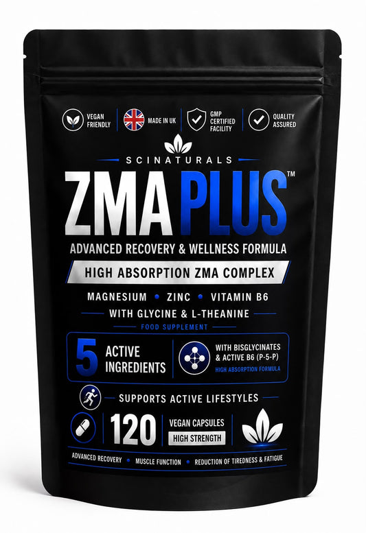 ZMA Plus Night Recovery – Magnesium Bisglycinate, Zinc & Vitamin B6 with L-Theanine & Glycine | 120 Vegan Capsules